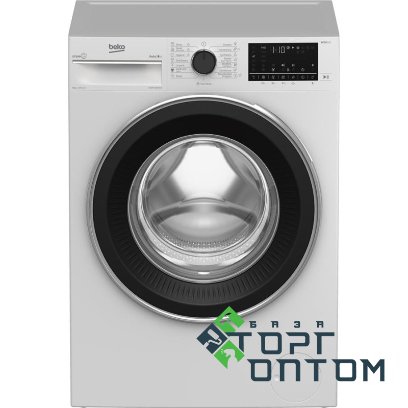 Пральна машина Beko фронтальна, 8кг, 1400, A+++, 55см, дисплей, пар, інвертор, AutoDose, білий