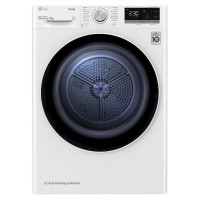 Сушильна машина LG тепловий насос, 9кг, A++, 69см, дисплей, автоматичне очищення конденсатора, білий