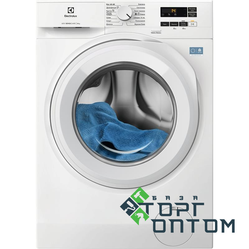 Пральна машина Electrolux фронтальна, 8кг, 1400, A, 58см, дисплей, інвертор, білий