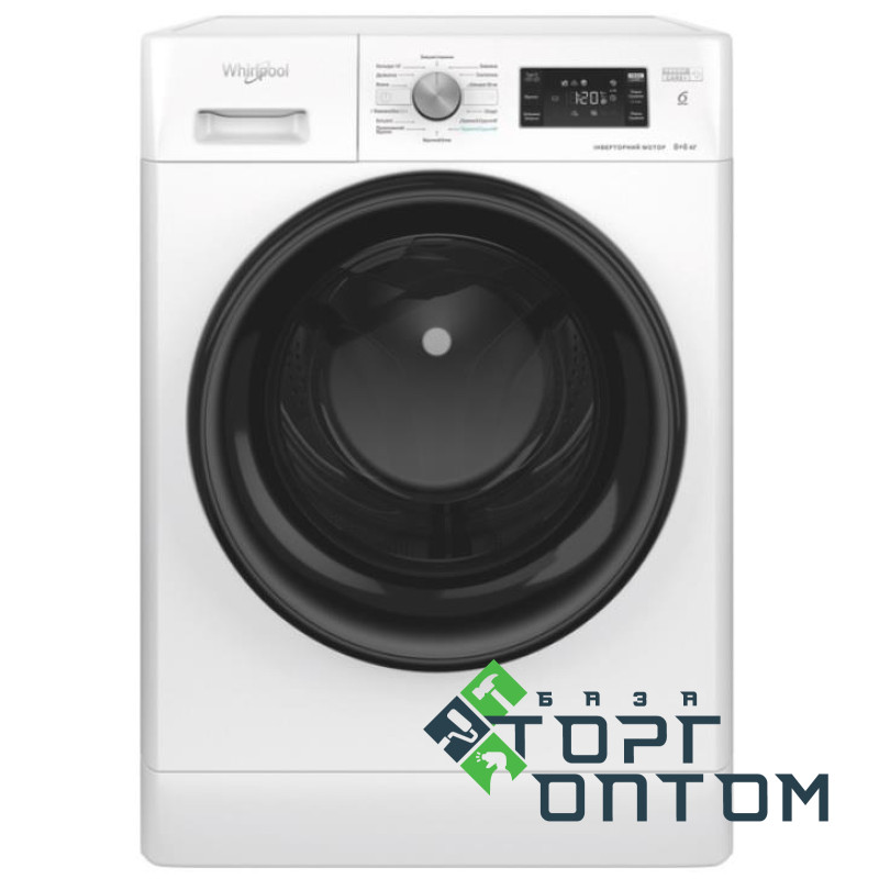 Прально-сушильна машина Whirlpool фронтальна, 8(6)кг, 1400, A, 60см, дисплей, пара, інвертор, білий