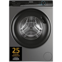 Стиральная машина Haier фронтальная, 9кг, 1400, A, 60см, дисплей, пар, инвертор, люк черный, прямой привод, серебристый