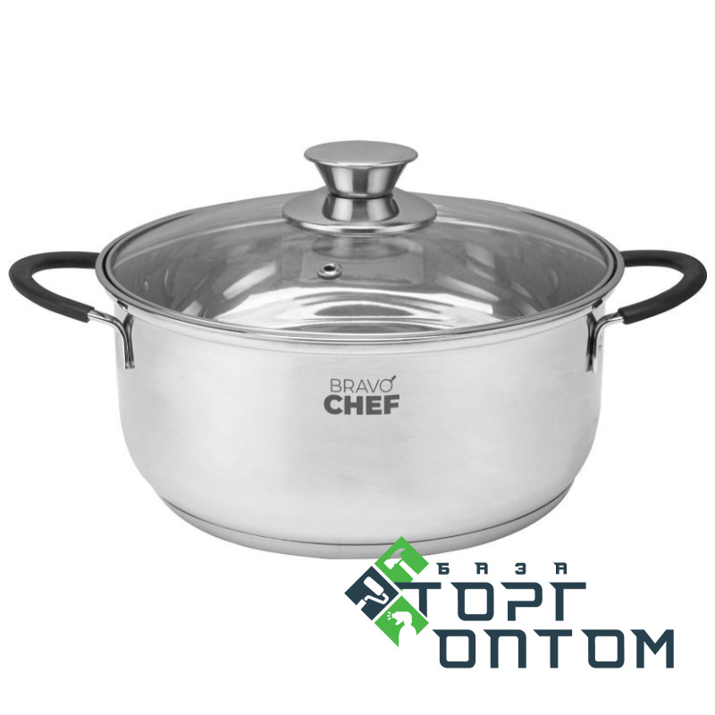 Кастрюля из нержавеющей стали BRAVO CHEF Safran 24см (5,0 л) с крышкой