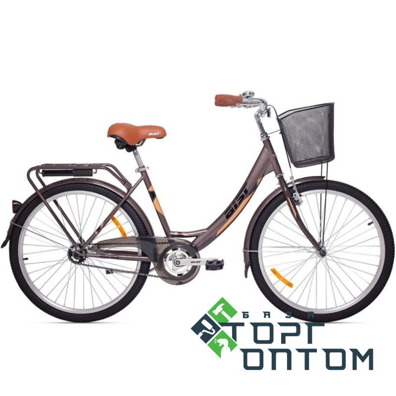 Велосипед 26" Жіночий "Лелека" 1.0 ДЖАЗ З КОШИКОМ (КОЛІР КОРИЧНЕВИЙ)
