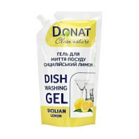 Гель для миття посуду Сицилійський лимон 1л дой-пак DONAT Clean Nature