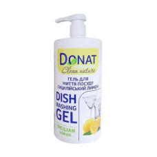 Гель для миття посуду Сицилійський лимон ПВХ 1л флакон з дозатором DONAT Clean Nature
