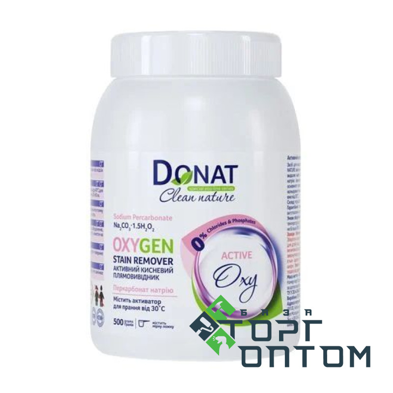 Активний кисневий засіб для виведення плям дой-пак DONAT Clean Nature 500г