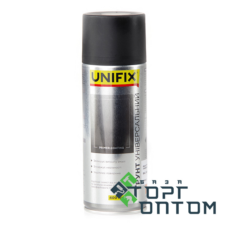 Краска акриловая аэрозольная баллон "UNIFIX" Грунт черный 400мл