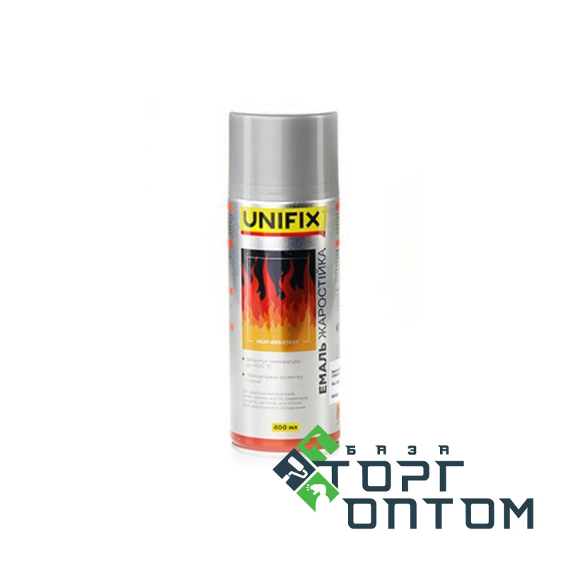 Фарба акрилова аерозольна балон "UNIFIX" Термостійка Срібло 400мл