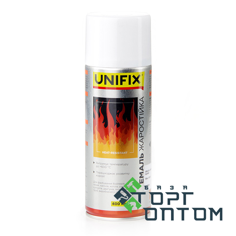 Фарба акрилова аерозольна балон "UNIFIX" Термостійка Біла 400мл