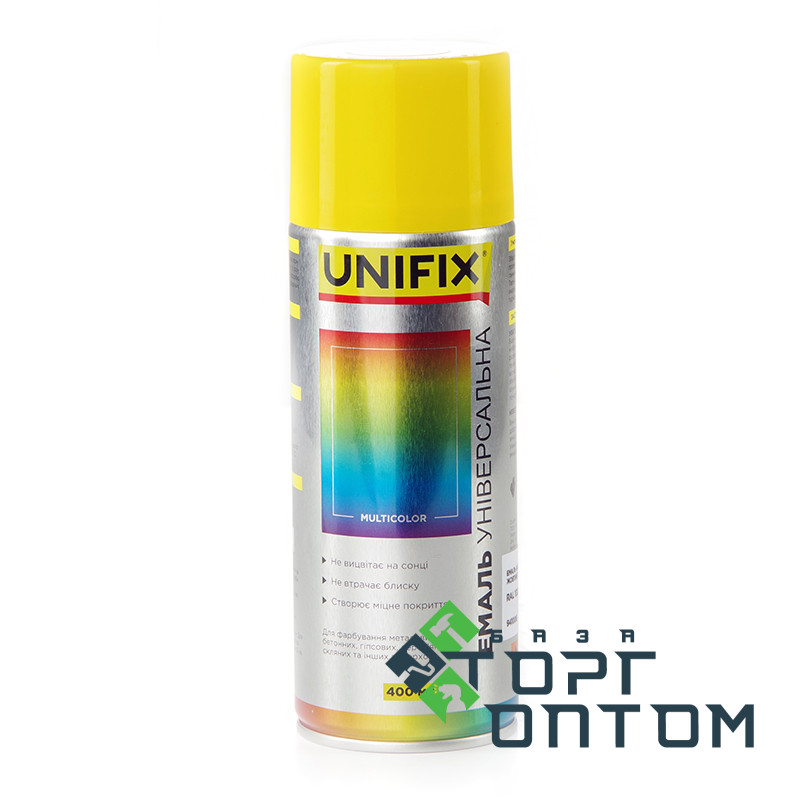Фарба акрилова аерозольна балон RAL 1023 "UNIFIX" Жовтий 400мл