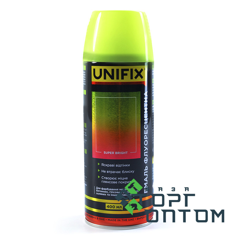 Фарба акрилова аерозольна балон "UNIFIX" Флуоресцент Жовтий 400мл