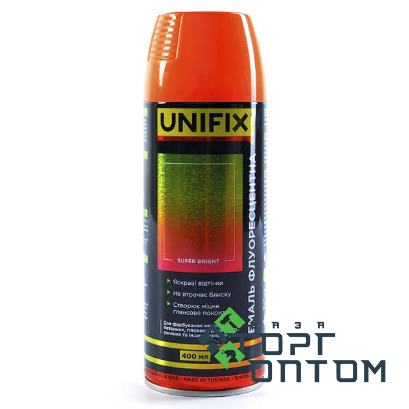 Фарба акрилова аерозольна балон "UNIFIX" Флуоресцент Оранжевий 400мл