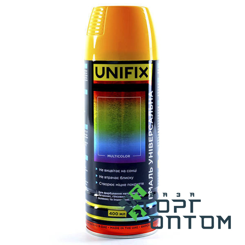 Краска акриловая аэрозольная баллон RAL 1028 "UNIFIX" Желтый 400мл