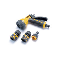 Набор: Пистолет - Распылитель 9 режимов, Коннекторы для шланга 3/4", Адаптер 1/2" + 3/4" "СИЛА"