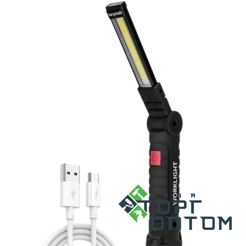 Ліхтарик ручний на акумуляторі поворотний 180 градусів "USB COB + LED" "FOYU"